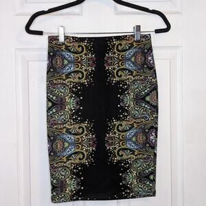 Rue21 Black Paisley Boho Floral Print Pencil Skirt S